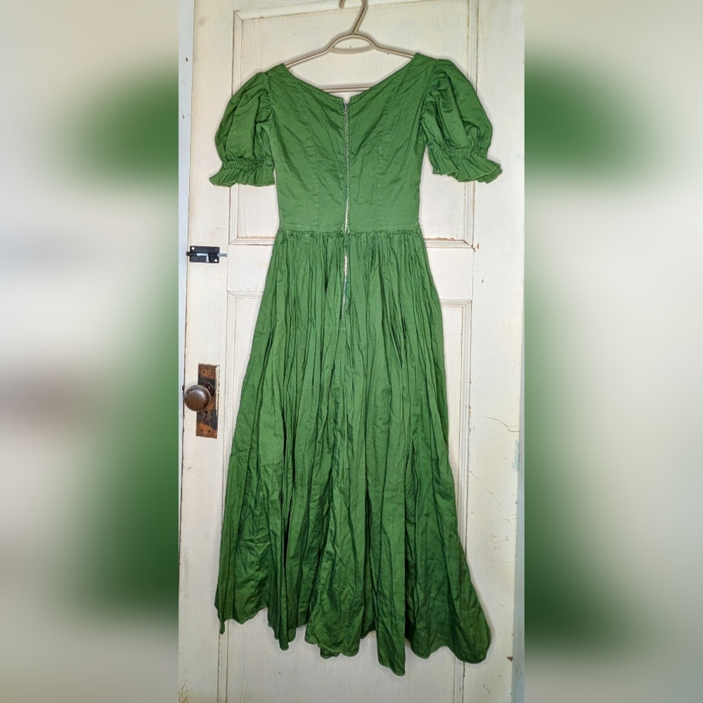 Hand Crafted Green Vintage Pleated Maxi Sundress